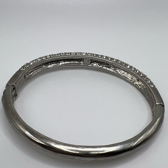 Lia Sophia Silver, Crystal Pave Hinged Bangle - Picture 3 of 7